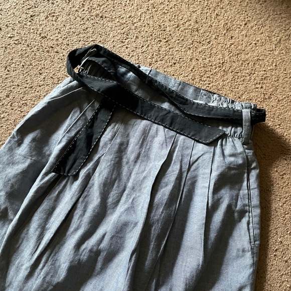 Vintage Smart Set Grey Pleated Skirt with Belt Attached - Picture 2 of 5